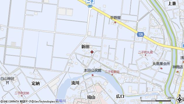 〒496-8037 愛知県愛西市二子町新田の地図