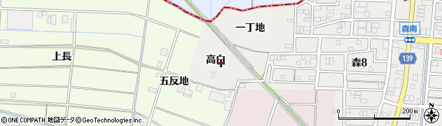 愛知県あま市森（高白）周辺の地図