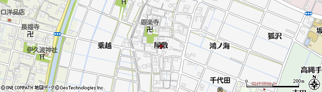 愛知県稲沢市坂田町（屋敷）周辺の地図
