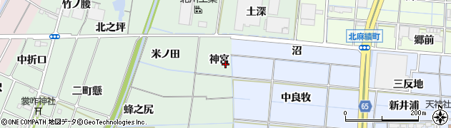 愛知県稲沢市目比町神宮周辺の地図