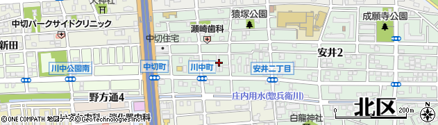 愛知県名古屋市北区川中町周辺の地図