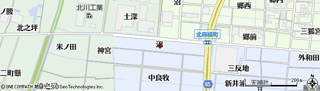 愛知県稲沢市南麻績町沼周辺の地図