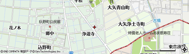 愛知県稲沢市込野町（浄道寺）周辺の地図