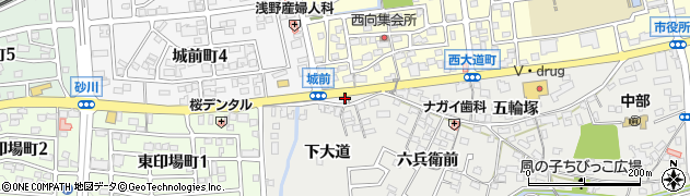 愛知県尾張旭市城前町（上大道）周辺の地図
