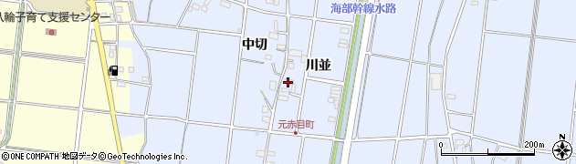 愛知県愛西市元赤目町川並周辺の地図