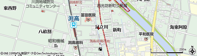 愛知県愛西市渕高町（足立川）周辺の地図