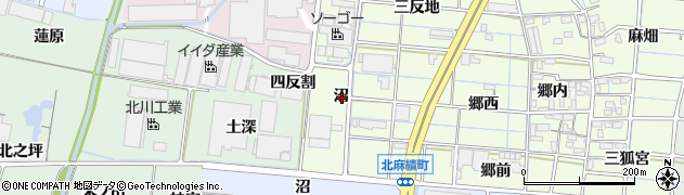 愛知県稲沢市北麻績町沼周辺の地図