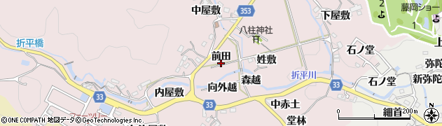 愛知県豊田市折平町（前田）周辺の地図
