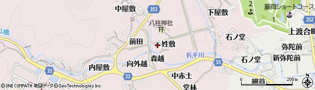 愛知県豊田市折平町森越周辺の地図