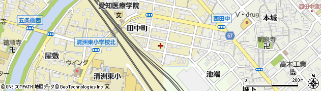 愛知県清須市清洲田中町周辺の地図