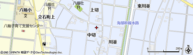 愛知県愛西市元赤目町中切周辺の地図