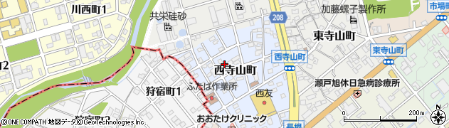 愛知県瀬戸市西寺山町周辺の地図