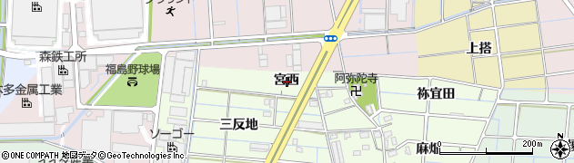 愛知県稲沢市北麻績町宮西周辺の地図