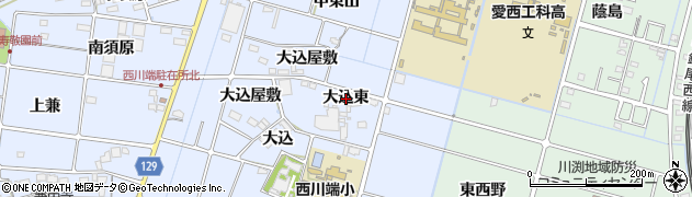 愛知県愛西市西川端町（大込東）周辺の地図