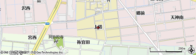 愛知県稲沢市牛踏町（上搭）周辺の地図