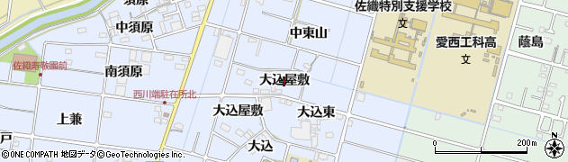 愛知県愛西市西川端町（大込屋敷）周辺の地図