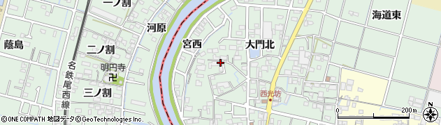 愛知県稲沢市平和町西光坊大門北889周辺の地図