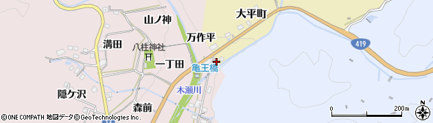 愛知県豊田市木瀬町万作平周辺の地図