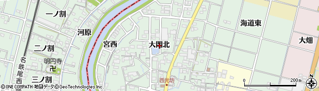 愛知県稲沢市平和町西光坊大門北周辺の地図