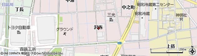 愛知県稲沢市福島町沢西周辺の地図
