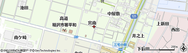 愛知県稲沢市平和町中三宅宮南周辺の地図