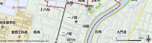 愛知県愛西市渕高町一ノ割54周辺の地図