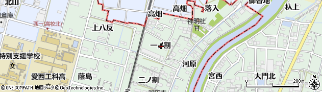 愛知県愛西市渕高町一ノ割周辺の地図