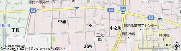 愛知県稲沢市福島町中浦159周辺の地図