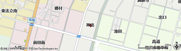 愛知県稲沢市平和町上三宅神出周辺の地図