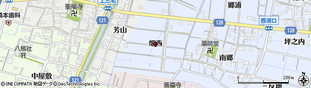 愛知県稲沢市西溝口町（畑西）周辺の地図