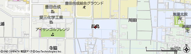 愛知県稲沢市七ツ寺町長島周辺の地図