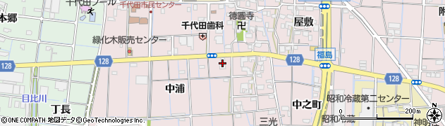 愛知県稲沢市福島町中浦66周辺の地図