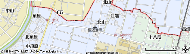 愛知県愛西市西川端町（北江）周辺の地図