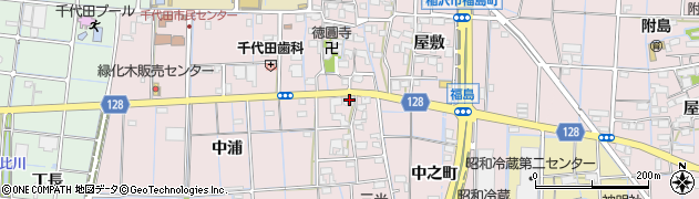 愛知県稲沢市福島町中浦172周辺の地図