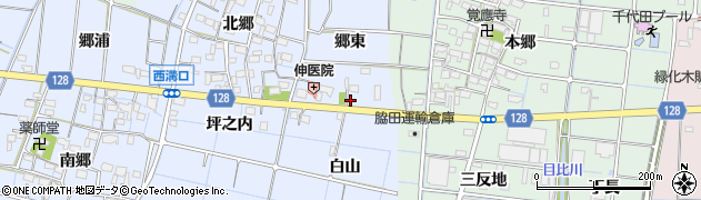 愛知県稲沢市西溝口町郷東45周辺の地図