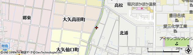 愛知県稲沢市大矢町下流周辺の地図