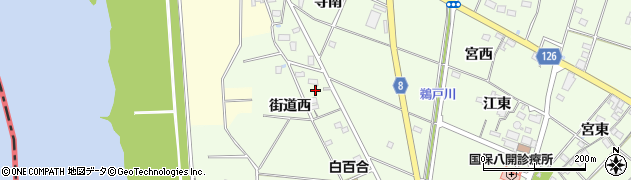 愛知県愛西市江西町（街道西）周辺の地図