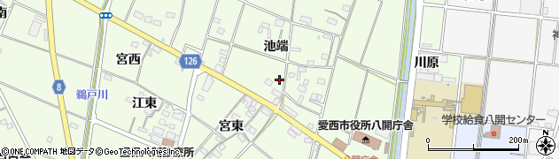 愛知県愛西市江西町（池端）周辺の地図