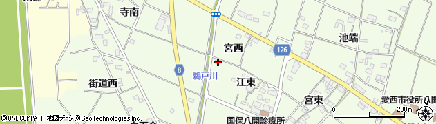 愛知県愛西市江西町宮西33周辺の地図