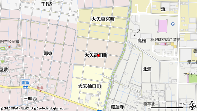 〒492-8418 愛知県稲沢市大矢高田町の地図