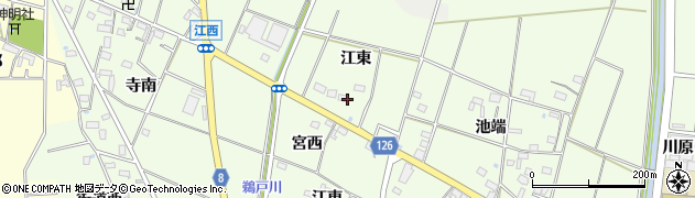 愛知県愛西市江西町（江東）周辺の地図