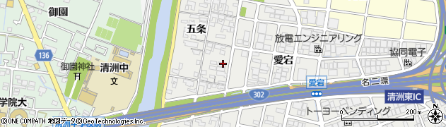 愛知県清須市朝日（五条）周辺の地図