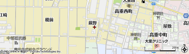 愛知県稲沢市北島町蕨野周辺の地図