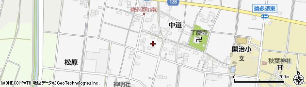 愛知県愛西市鵜多須町（中道）周辺の地図