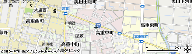 愛知県稲沢市高重町（屋敷）周辺の地図