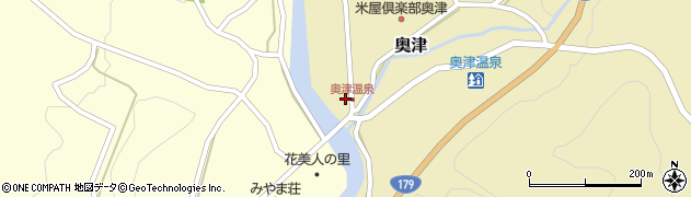 奥津荘周辺の地図