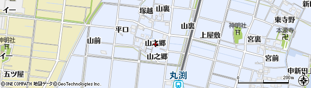愛知県稲沢市祖父江町三丸渕山之郷周辺の地図