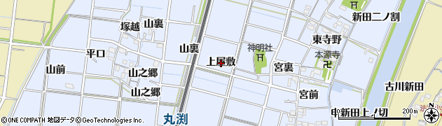 愛知県稲沢市祖父江町三丸渕（上屋敷）周辺の地図