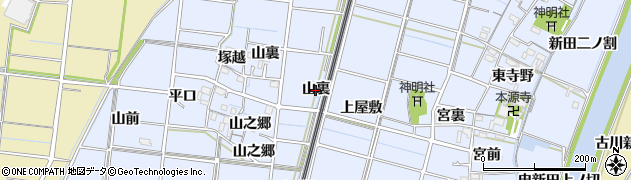 愛知県稲沢市祖父江町三丸渕（山裏）周辺の地図