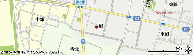 愛知県愛西市藤ケ瀬町西沼周辺の地図